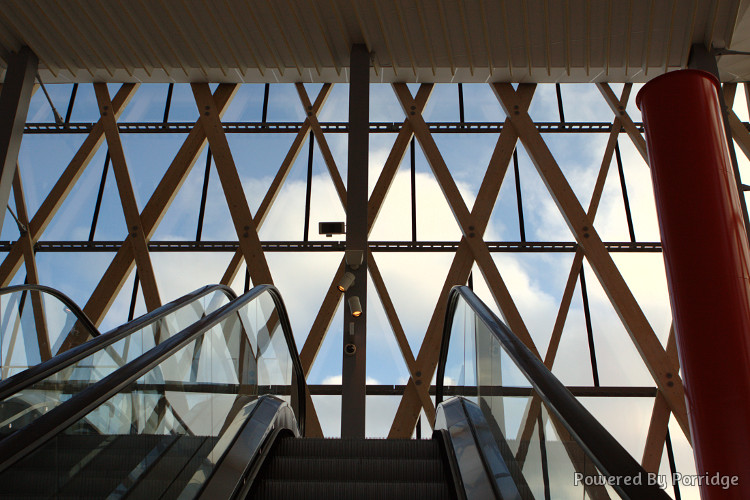 Escalator within the Umeå East train station